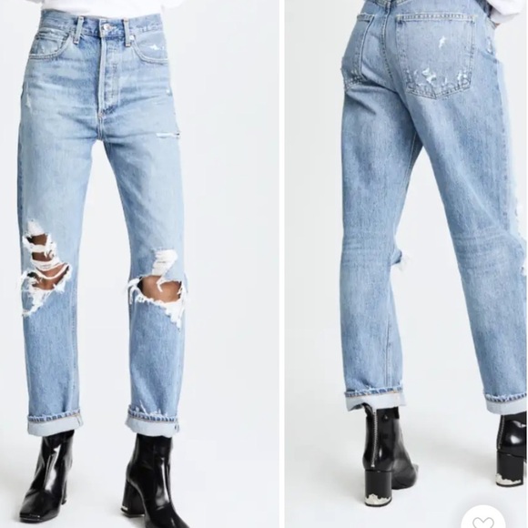 Agolde 90's Jeans Wander Color Distressed Mid Rise Loose Fit Sz 29 Organic - Picture 3 of 11